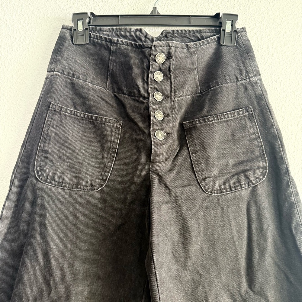 Free People High Waisted‎ Wide Leg Black Jeans Size 25 - Picture 4 of 13